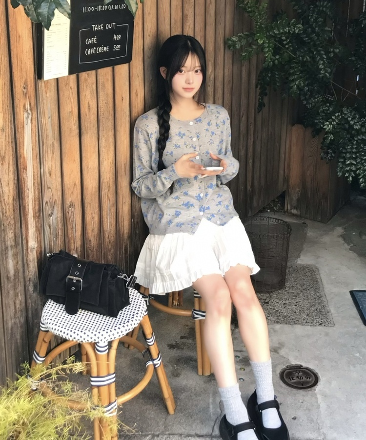 パンチングレースティアードミニスカート IVORY