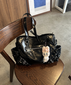 ベルトデザインショルダーバッグ BLACK