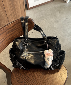 ベルトデザインショルダーバッグ BLACK