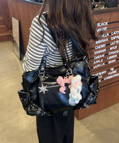 ベルトデザインショルダーバッグ BLACK