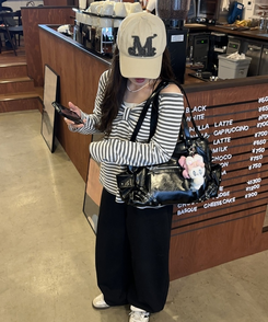 ベルトデザインショルダーバッグ BLACK