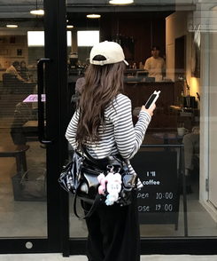 ベルトデザインショルダーバッグ BLACK