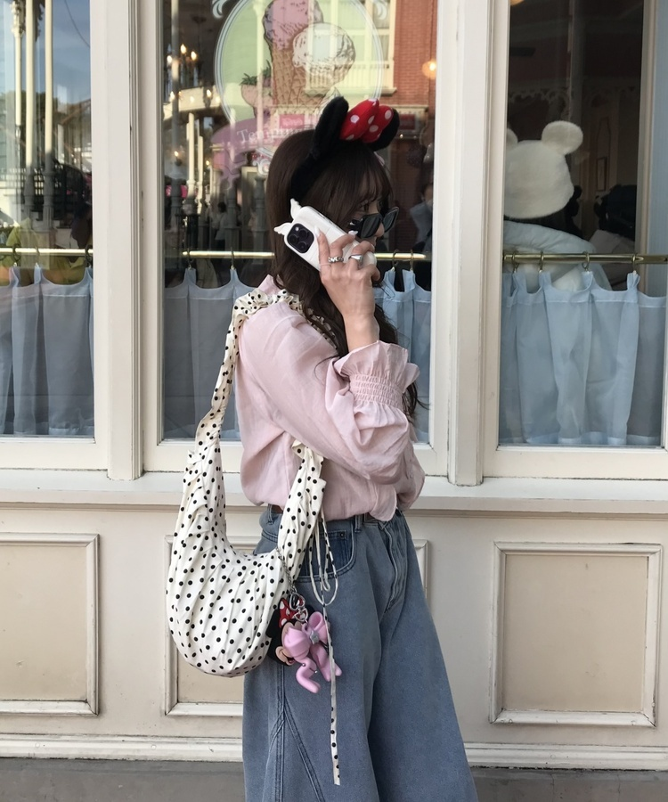 ドットシャーリングショルダーバッグ IVORY