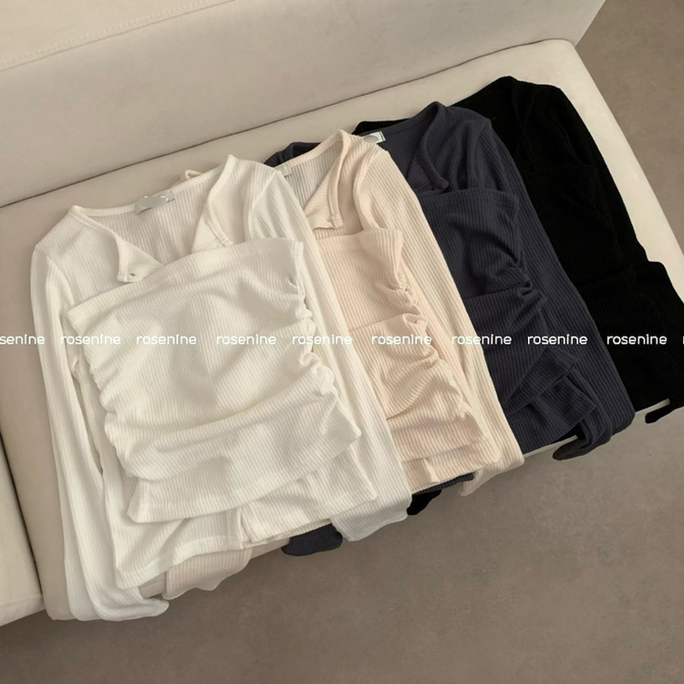 리리 레이어드 라운드넥 골지 긴팔 가디건 셔링 탑 세트 투피스 봄 봄옷 상의 벚꽃 수학여행