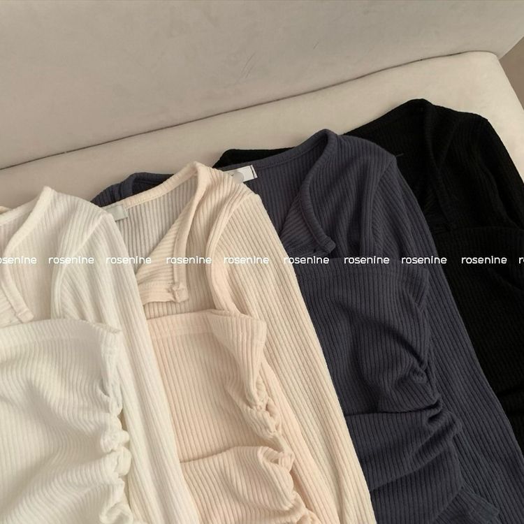 리리 레이어드 라운드넥 골지 긴팔 가디건 셔링 탑 세트 투피스 봄 봄옷 상의 벚꽃 수학여행