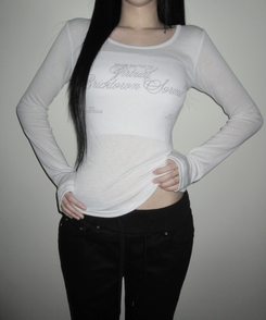 クロイレタリングスリム長袖Tシャツ WHITE