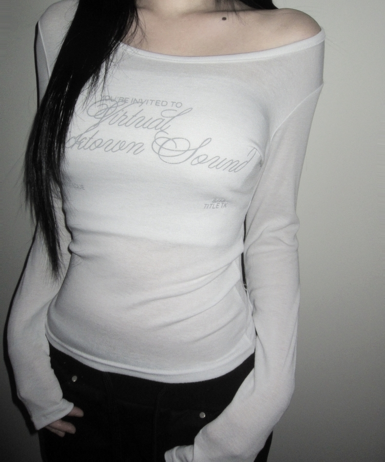 クロイレタリングスリム長袖Tシャツ WHITE