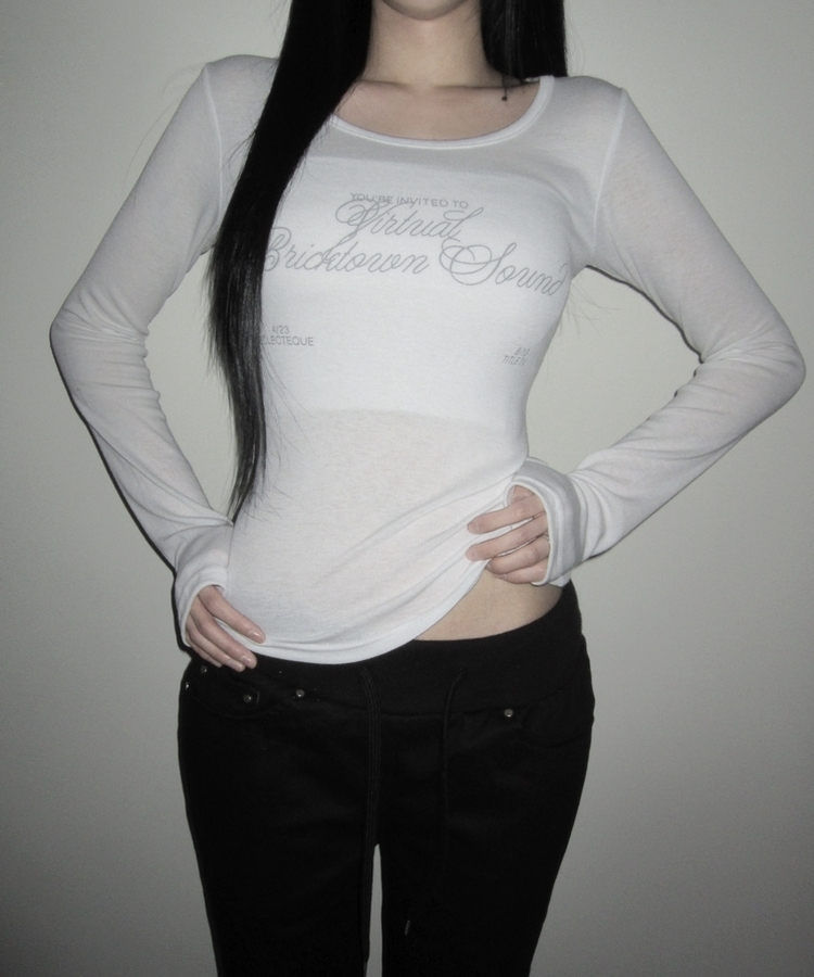 クロイレタリングスリム長袖Tシャツ WHITE