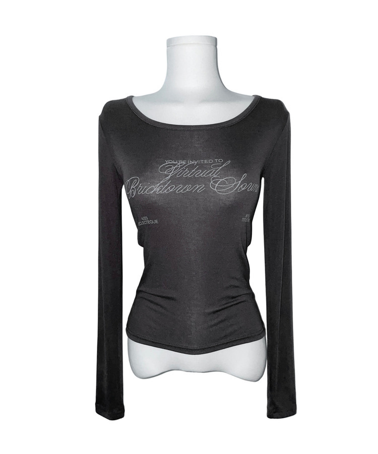 クロイレタリングスリム長袖Tシャツ