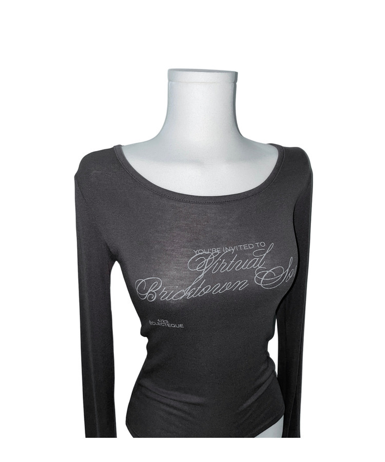 クロイレタリングスリム長袖Tシャツ