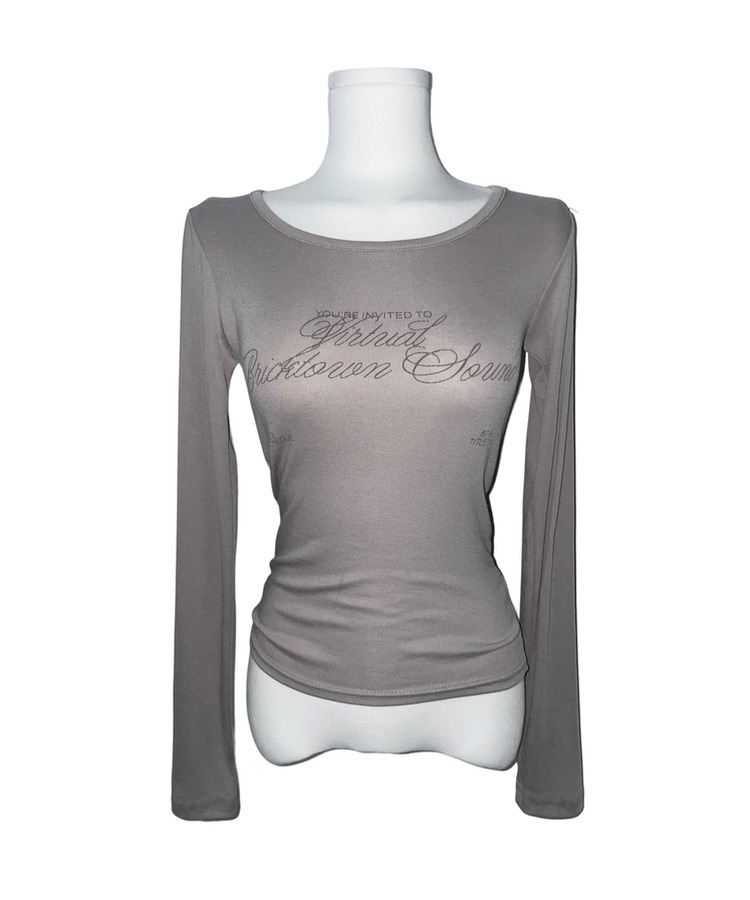 クロイレタリングスリム長袖Tシャツ