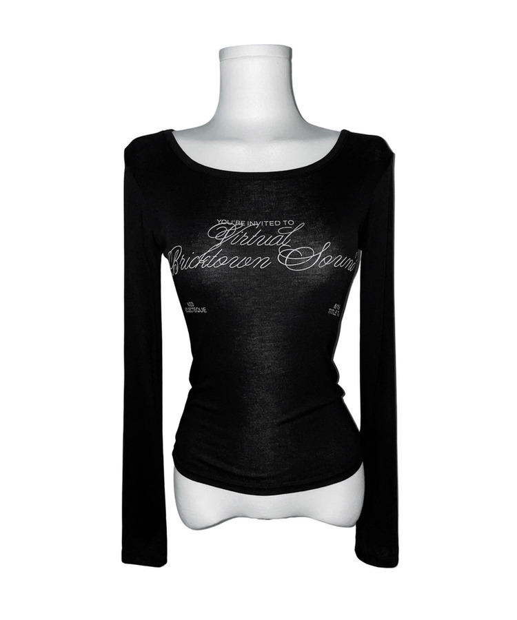 クロイレタリングスリム長袖Tシャツ