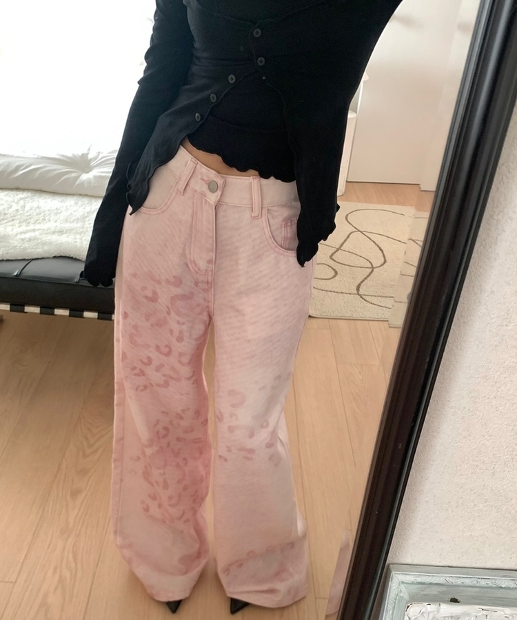 ピンクレオパードワイドパンツ PINK