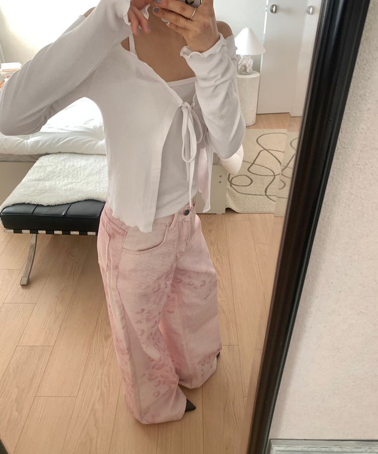 ピンクレオパードワイドパンツ PINK
