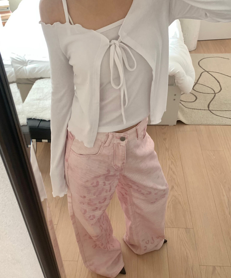 ピンクレオパードワイドパンツ PINK
