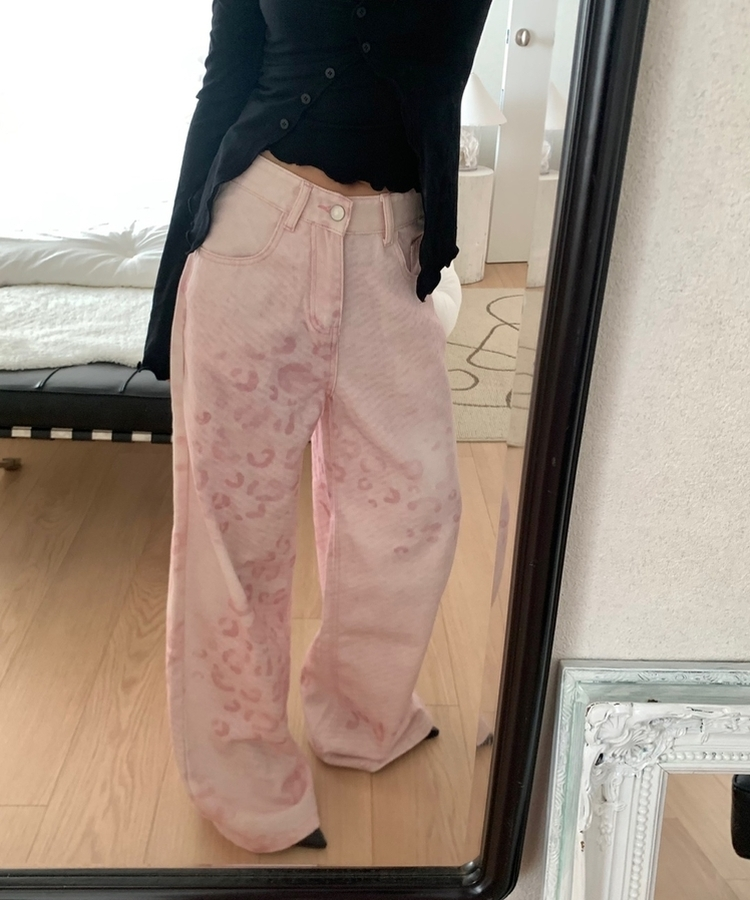 ピンクレオパードワイドパンツ PINK