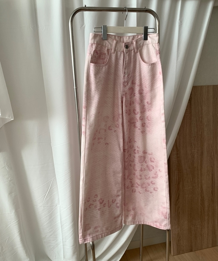 ピンクレオパードワイドパンツ