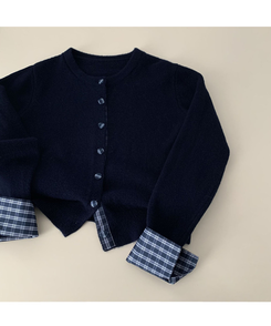 チェックバイカラーシャツカーディガン