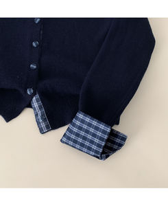 チェックバイカラーシャツカーディガン