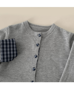 チェックバイカラーシャツカーディガン