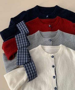 チェックバイカラーシャツカーディガン