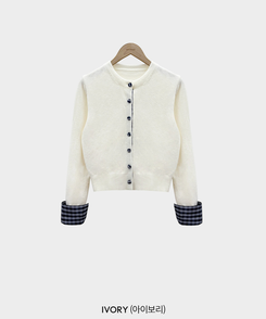 チェックバイカラーシャツカーディガン