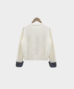 チェックバイカラーシャツカーディガン