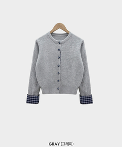 チェックバイカラーシャツカーディガン