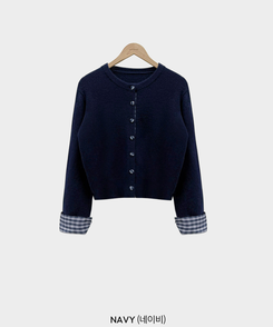 チェックバイカラーシャツカーディガン