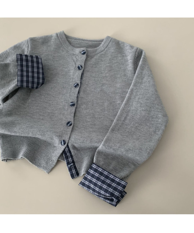 チェックバイカラーシャツカーディガン