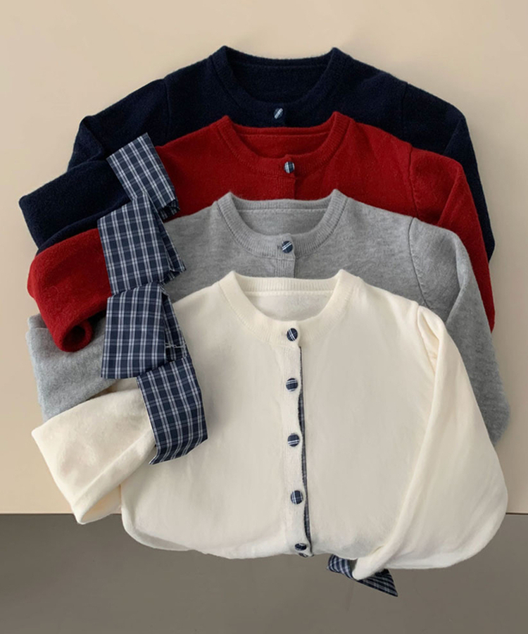 チェックバイカラーシャツカーディガン