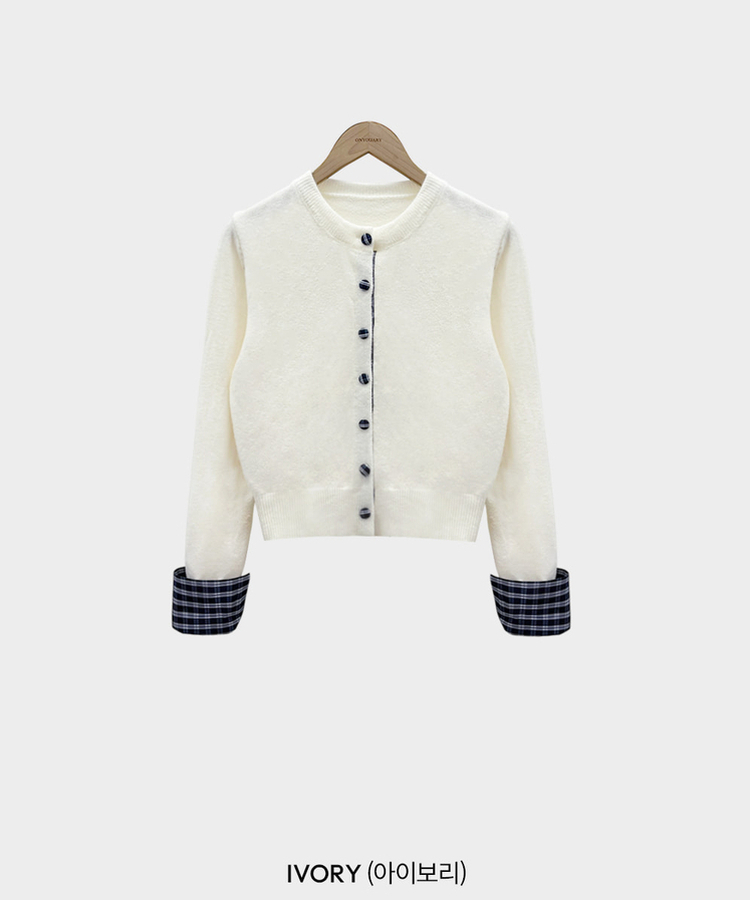 チェックバイカラーシャツカーディガン