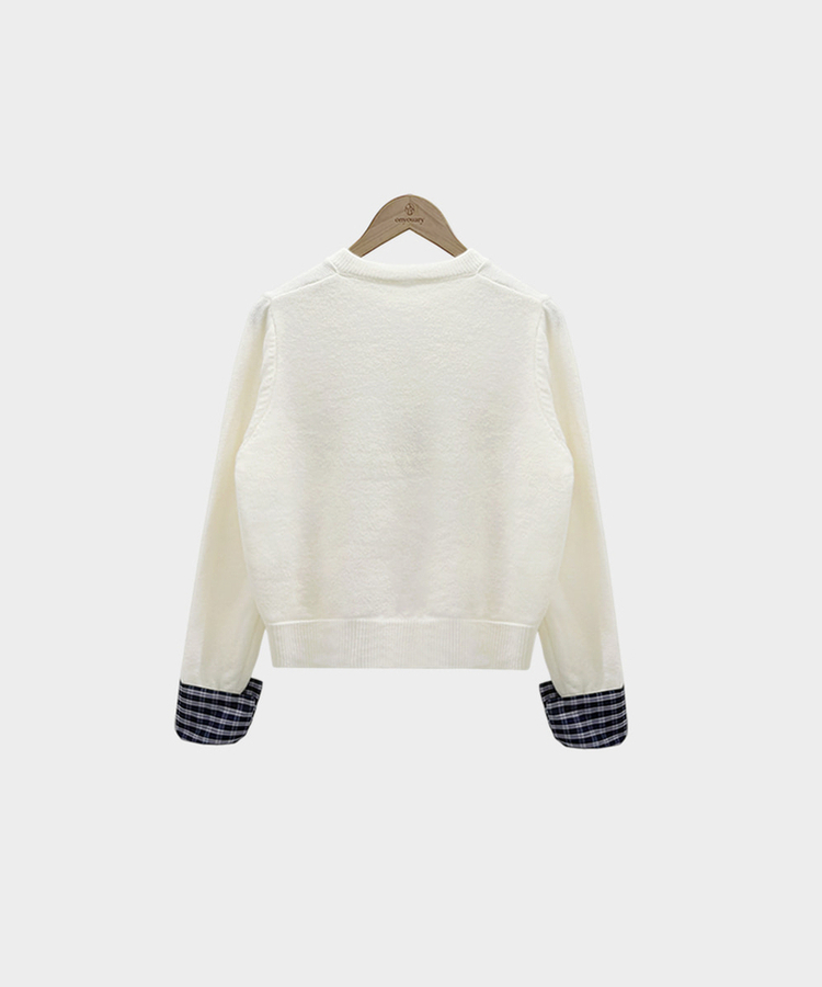 チェックバイカラーシャツカーディガン