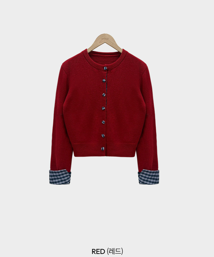 チェックバイカラーシャツカーディガン