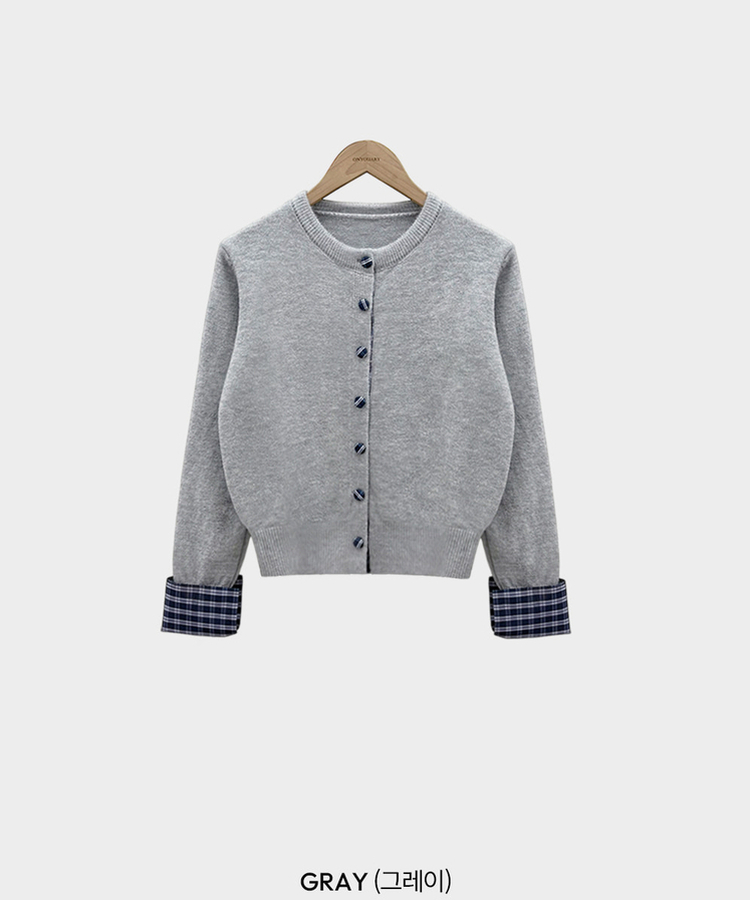 チェックバイカラーシャツカーディガン