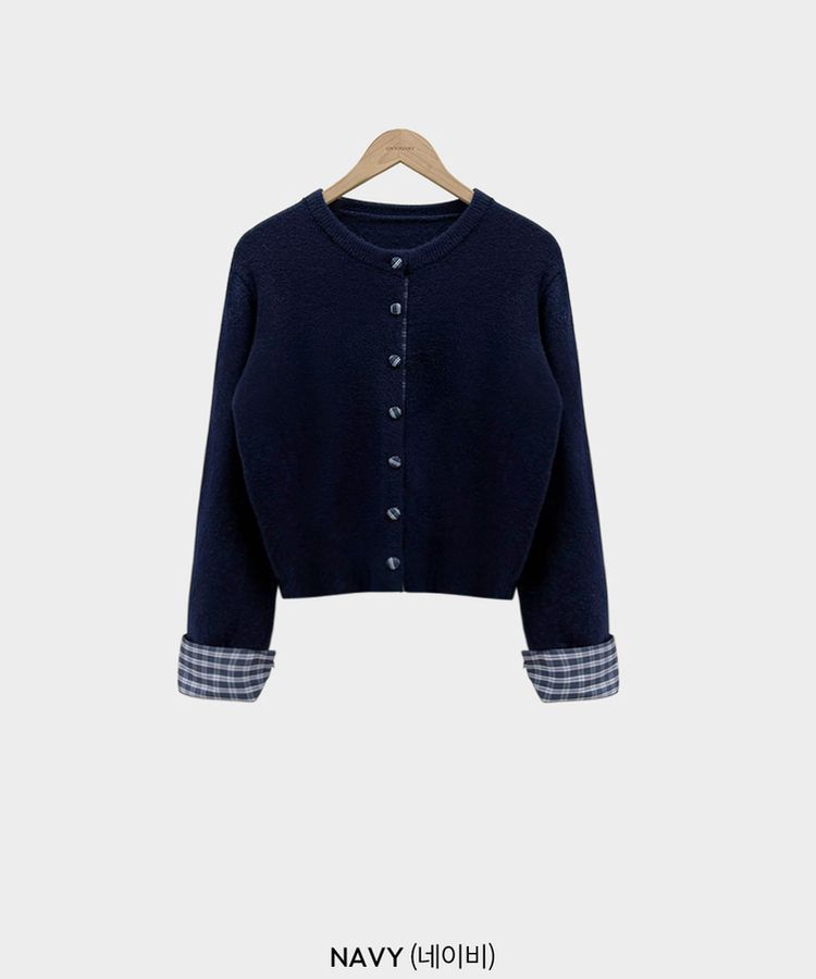 チェックバイカラーシャツカーディガン