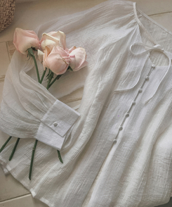 【SET】シアリングリボンブラウス ショートパンツ