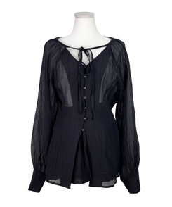 【SET】シアリングリボンブラウス ショートパンツ