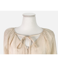 【SET】シアリングリボンブラウス ショートパンツ