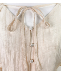 【SET】シアリングリボンブラウス ショートパンツ