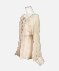 【SET】シアリングリボンブラウス ショートパンツ