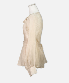 【SET】シアリングリボンブラウス ショートパンツ