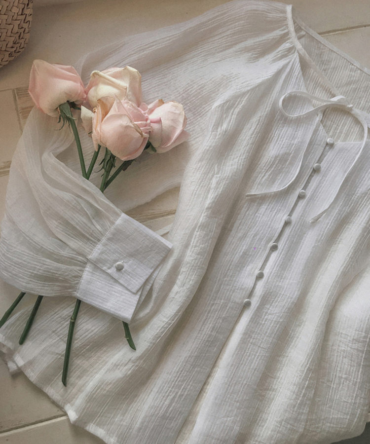 【SET】シアリングリボンブラウス ショートパンツ