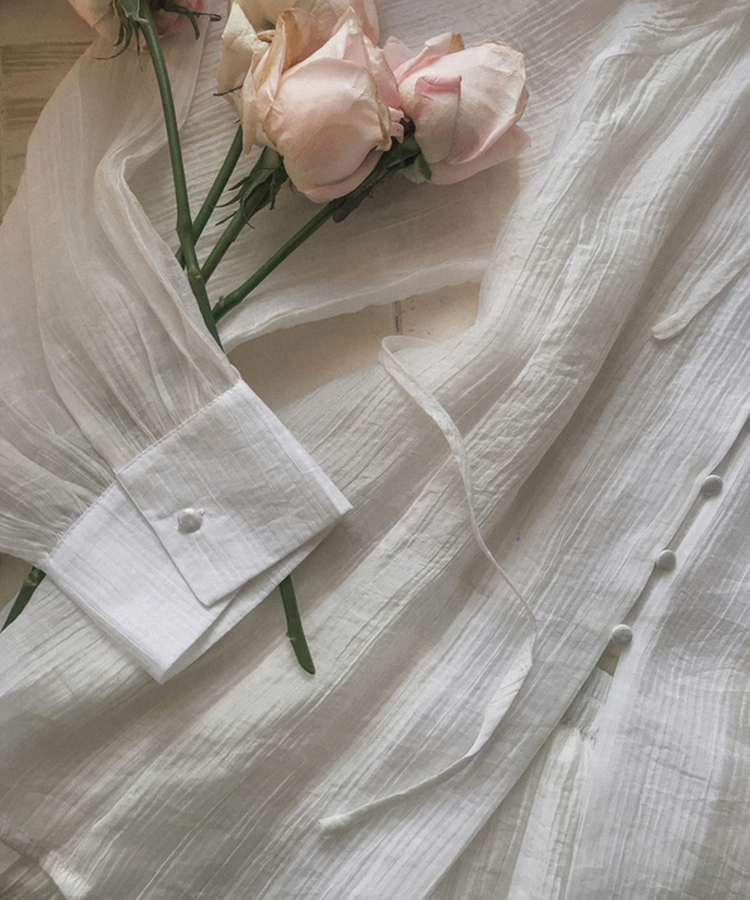 【SET】シアリングリボンブラウス ショートパンツ