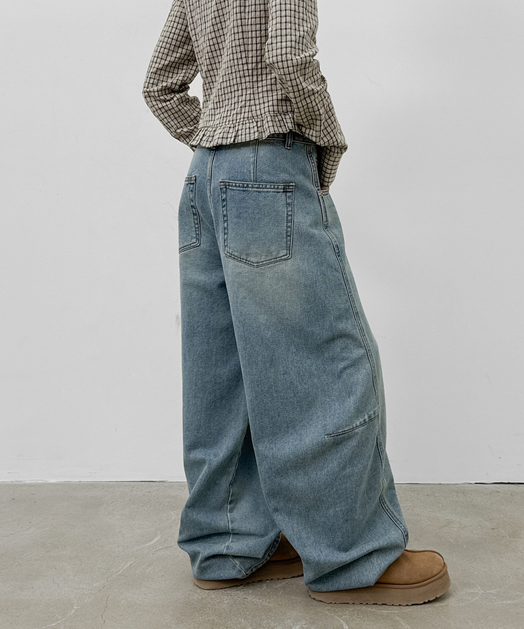 スリットバルーンワイドデニムパンツ(5color) LIGHT BLUE