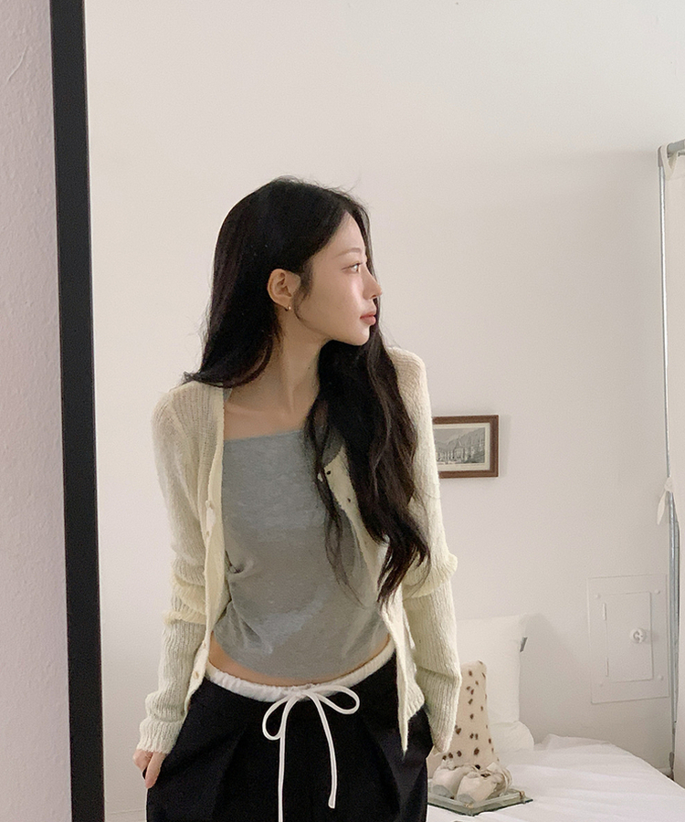 【SET】アイコントレンドカーディガンセット  LEMON