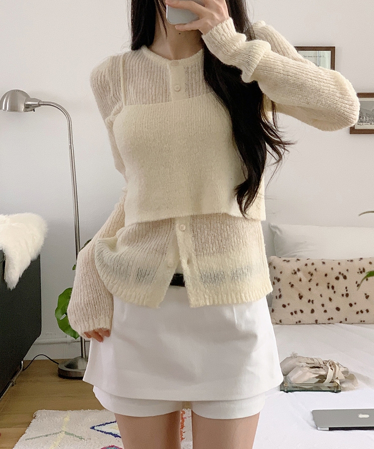 【SET】アイコントレンドカーディガンセット  LEMON