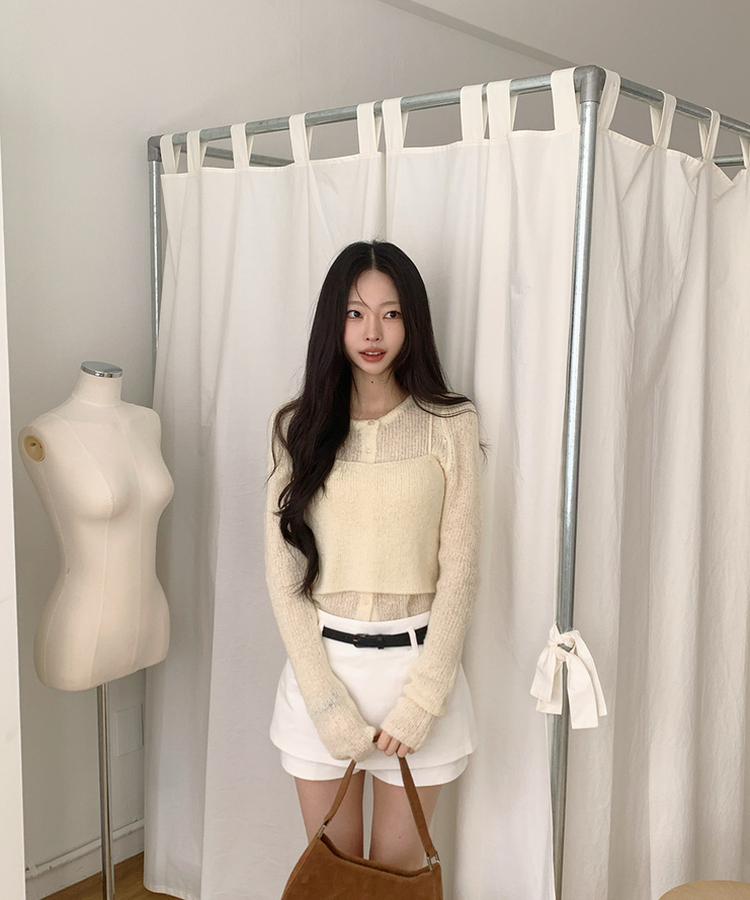 【SET】アイコントレンドカーディガンセット  LEMON