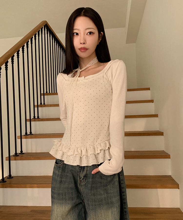 【SET】ドットキャミソール カーディガン IVORY