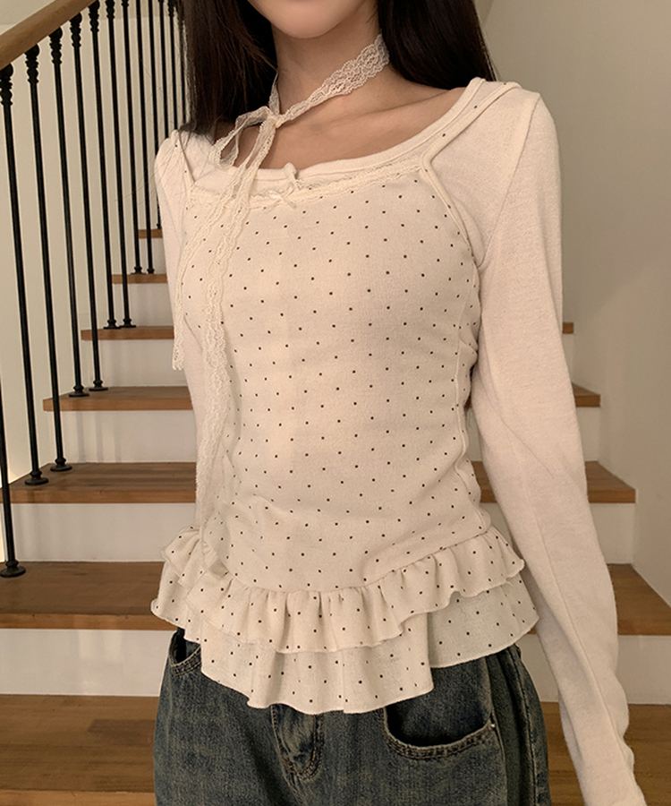 【SET】ドットキャミソール カーディガン IVORY